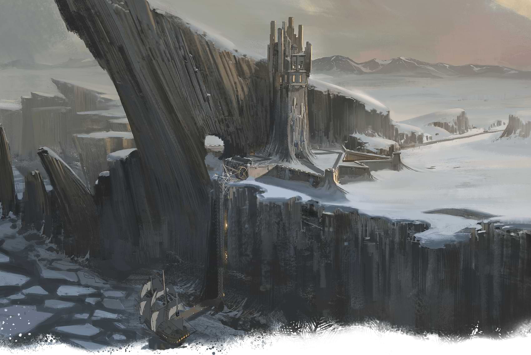 Revel's End. A stone prison surrounded by Tundra.