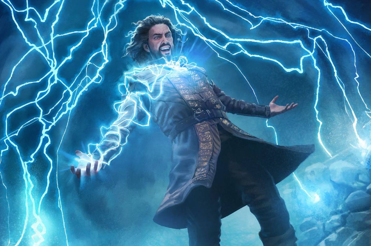 A storm sorcerer channels lightning