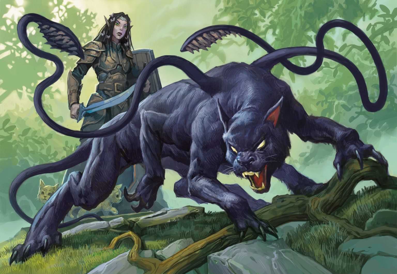 A displacer beast with its ranger companion