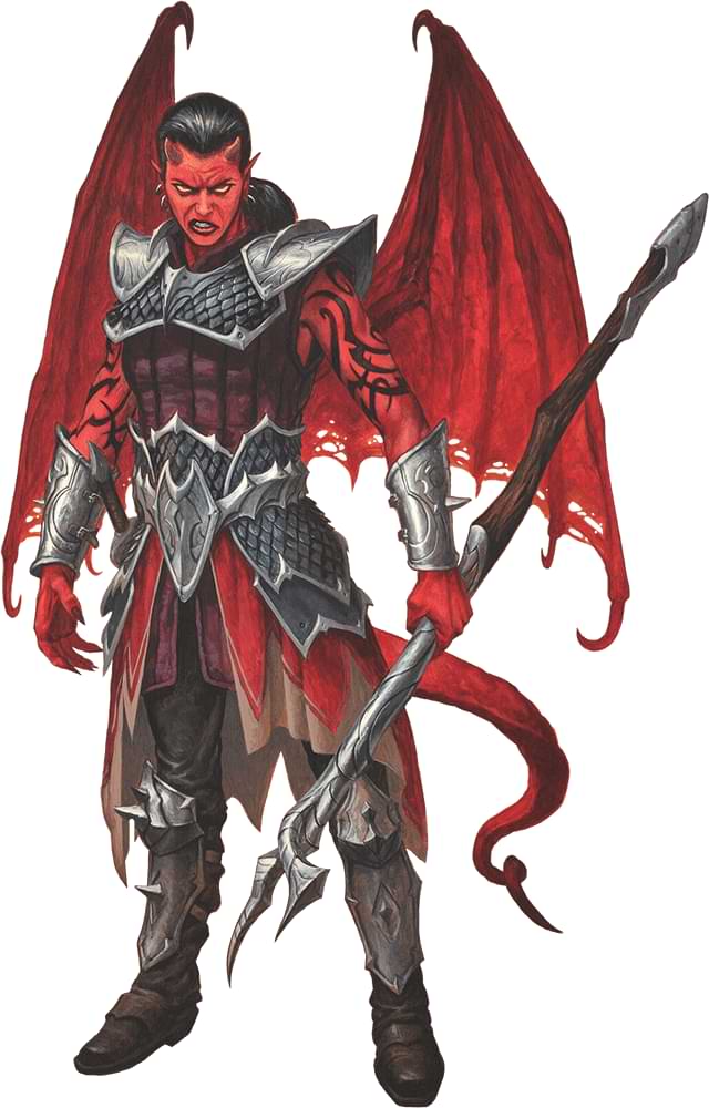 A devil-human hybrid with wings and red skin.