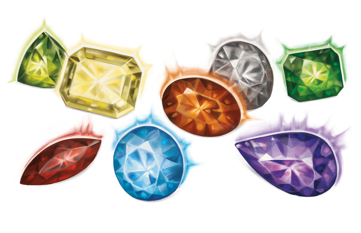 An assorted array of faceted gems