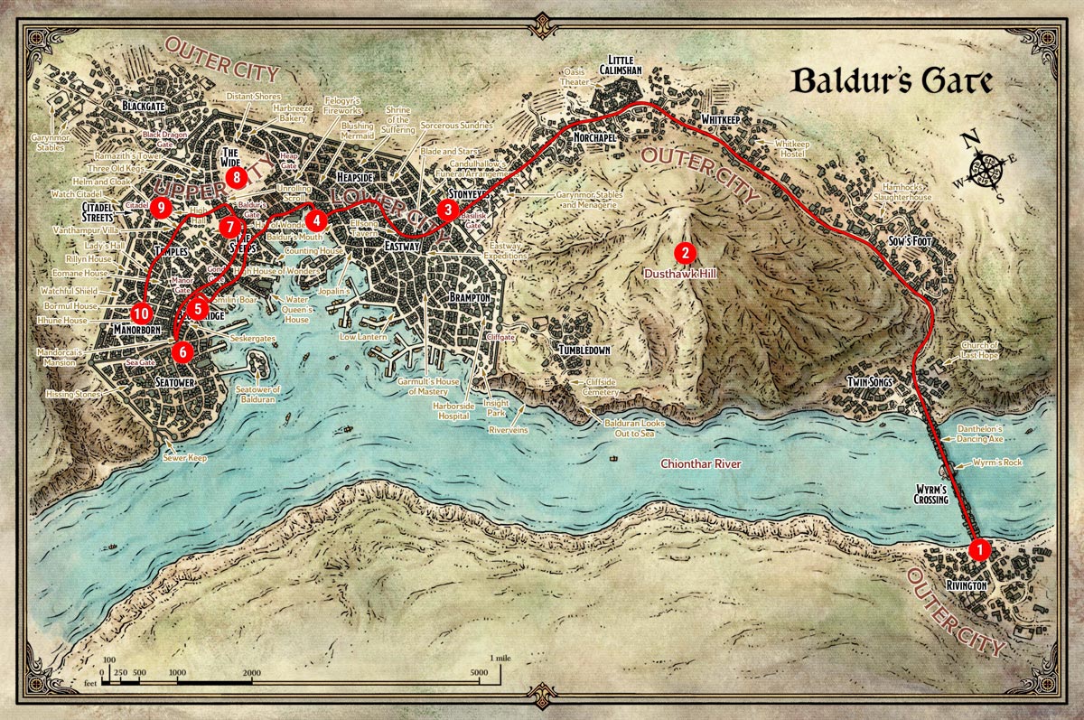 A map of Baldur's Gate