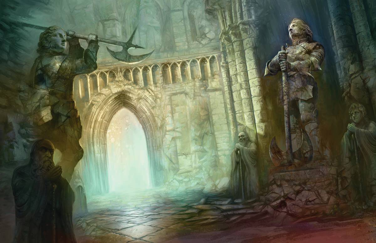 A landscape picture of an underground dungeon