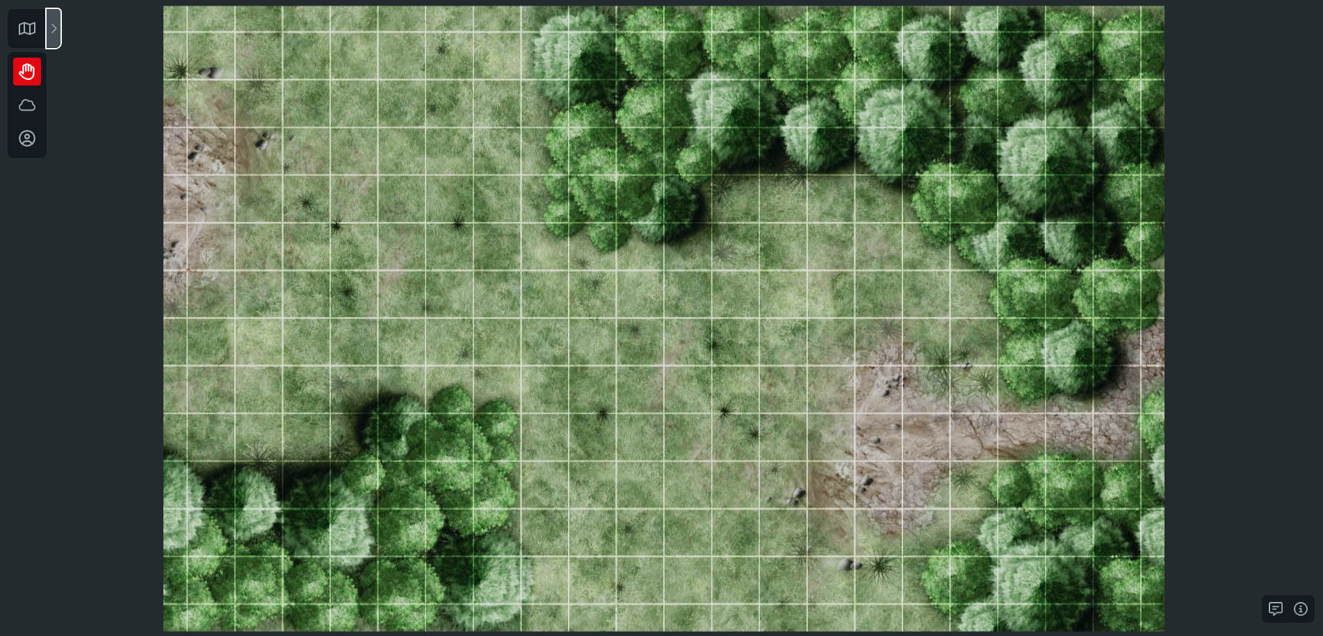 Screenshot of D&D Beyond Maps software with the Grassy Field map.
