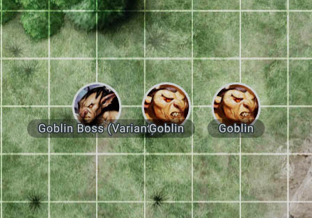 Screenshot of D&D Beyond Maps tool with various goblin tokens on the Grass Field maps.