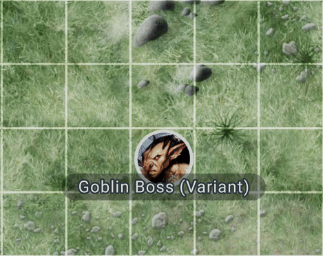 The token of a goblin boss monster being renamed.