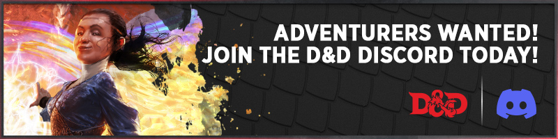 A smug mage looks away as an explosion goes off behind them. Text reads, Adventurers wanted! Join the D&D Discord today!