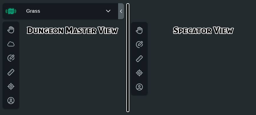 Comparison between the menu bar from the Spectator View and Dungeon Master View screens in D&D Beyond Maps