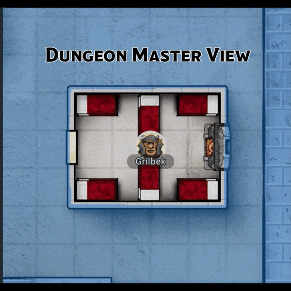 Gif showing a comparison between the Spectator View and Dungeon Master View screens in D&D Beyond Maps
