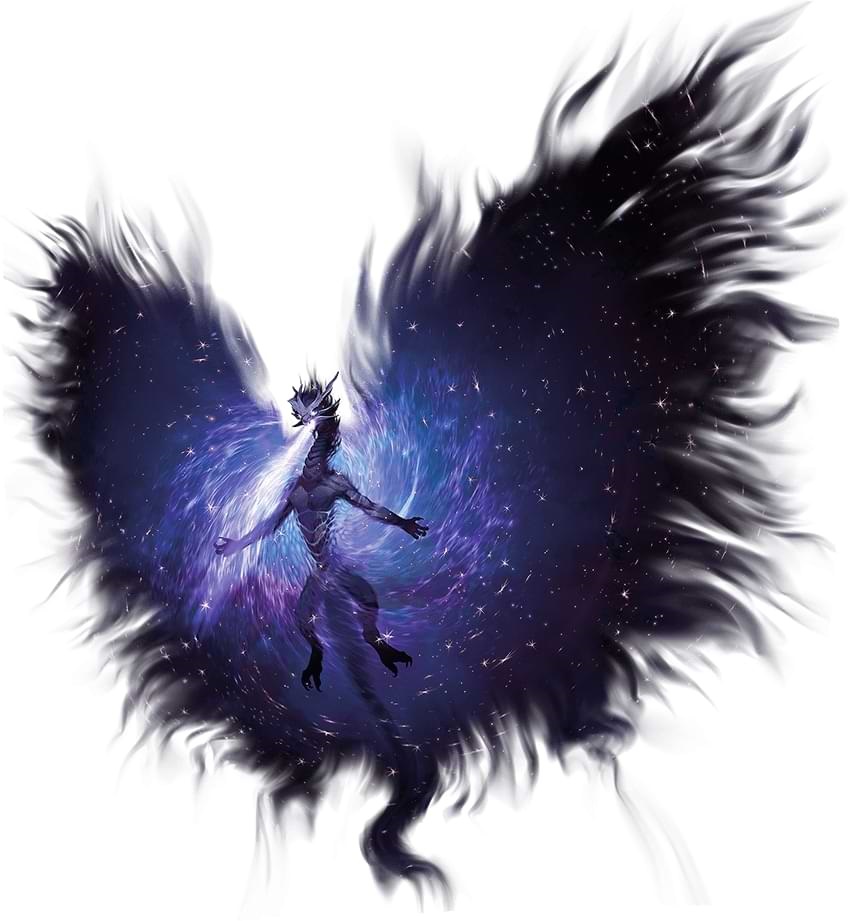 An ancient dragon made of stars and darkness