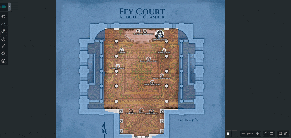 A gif showing a battle map of a shadow fey court