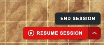 A screenshot that shows a "Resume Session" button and a submenu item that ends the current Maps session.
