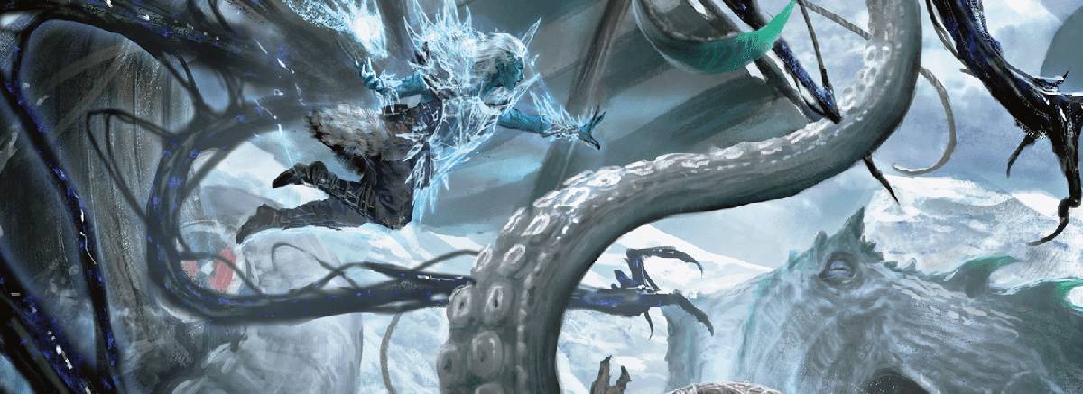 A goliath Warlock calls on Armor of Agathys and Arms of Hadar to battle foes from the deep.