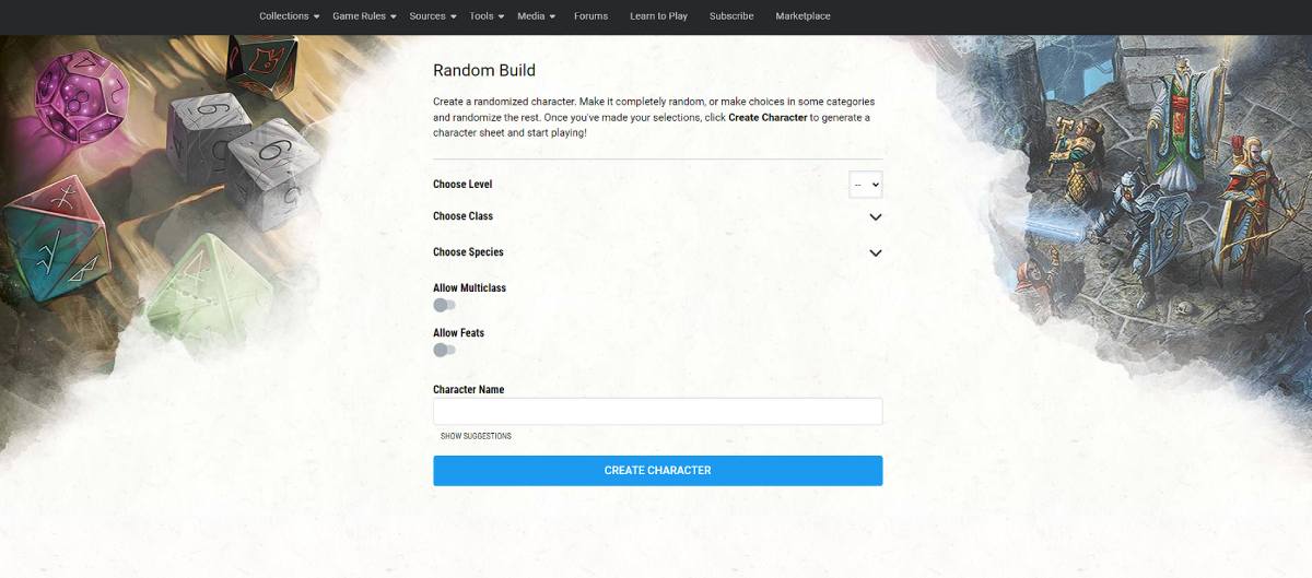 Randomize Character Builder