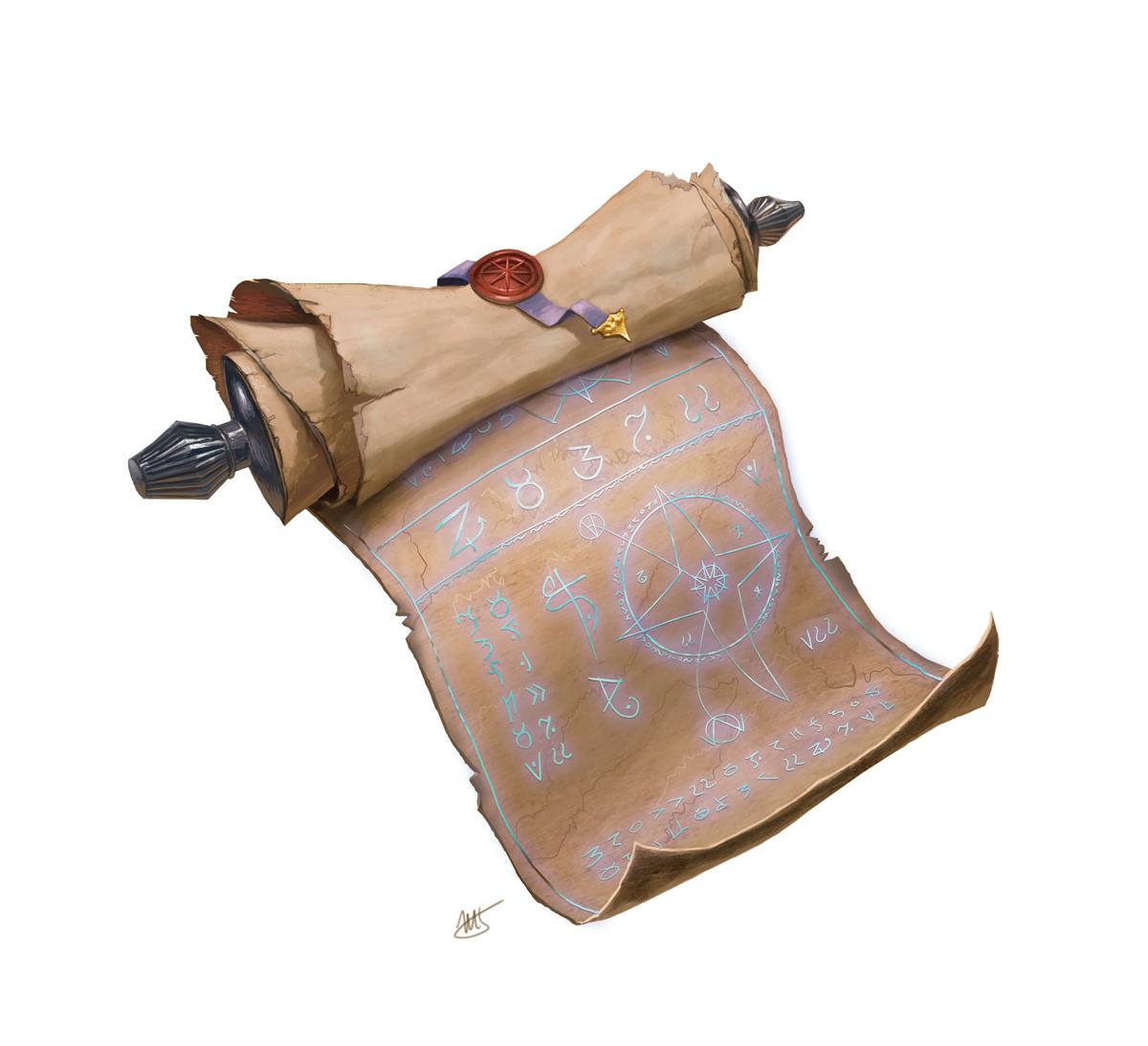 A roll of parchment inscribed with arcane runes.