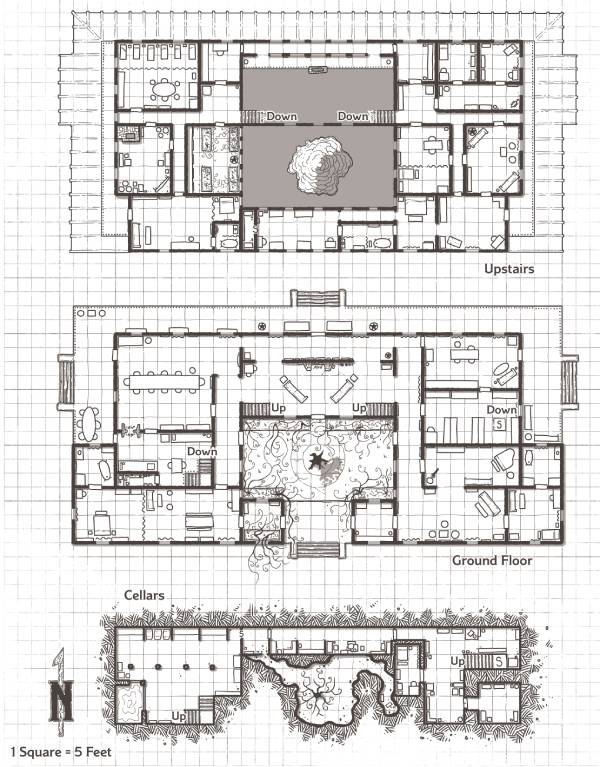 A battle map of a spooky house.