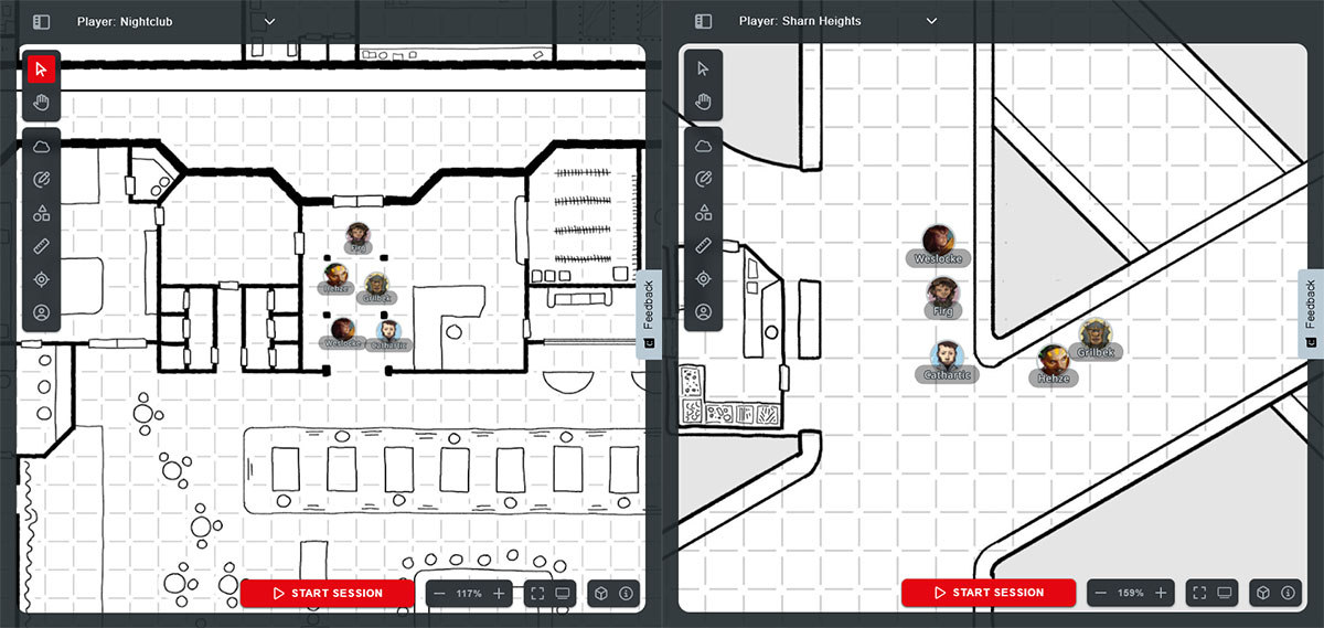 A screenshot of Maps displaying two different basic white and black maps.