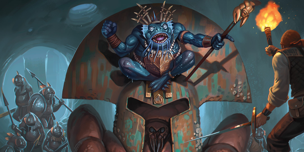An adventuring stumbles on a Kuo-Toa archpriest and servants of its strange gods.