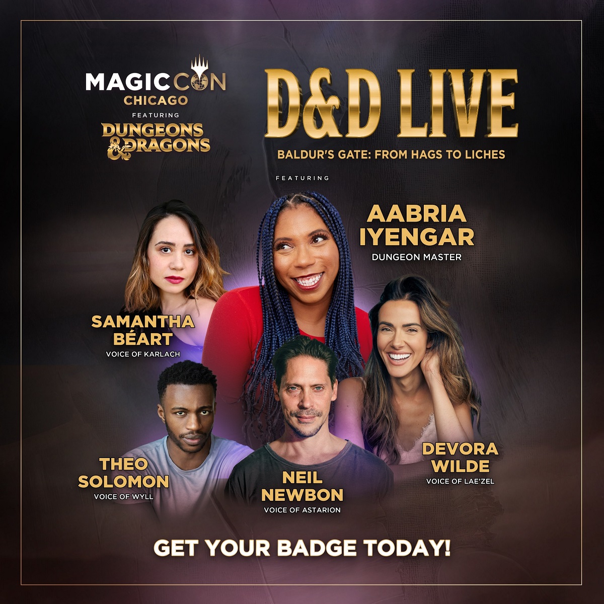 D&D Live Game MagicCon Chicago featuring Dungeons & Dragons. Featuring Samantha Beart, Aabria Iyengar, Neil Newbon, Devora Wilde, Theo Solomon!
