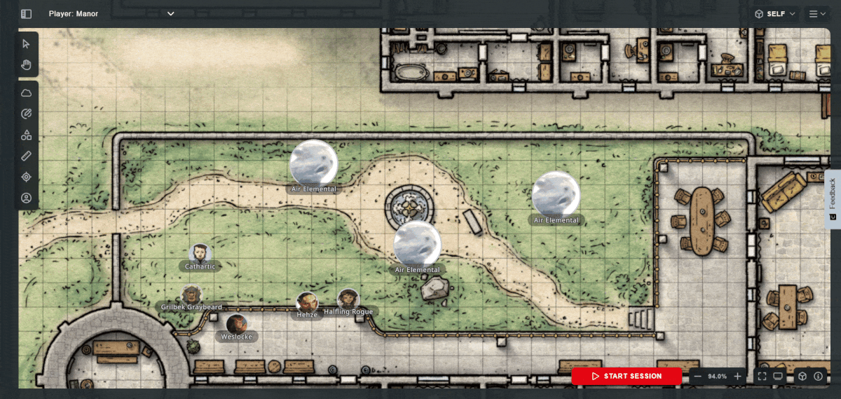 A gif of the D&D Beyond Maps VTT's updating Hit Points via the token menu
