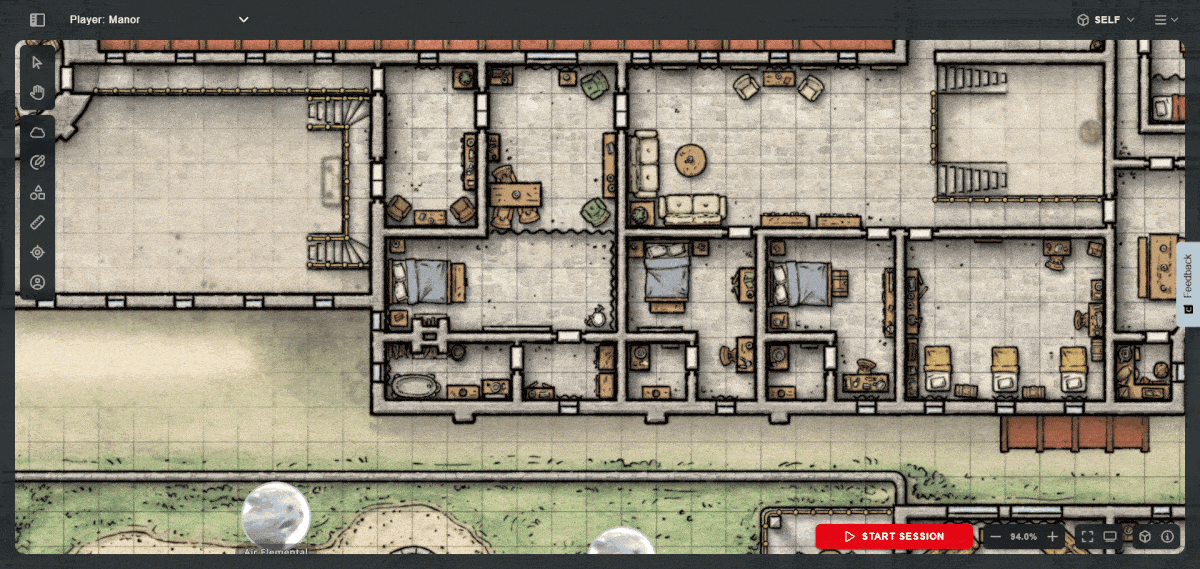 A gif of the D&D Beyond Maps VTT's Shortcut Menu