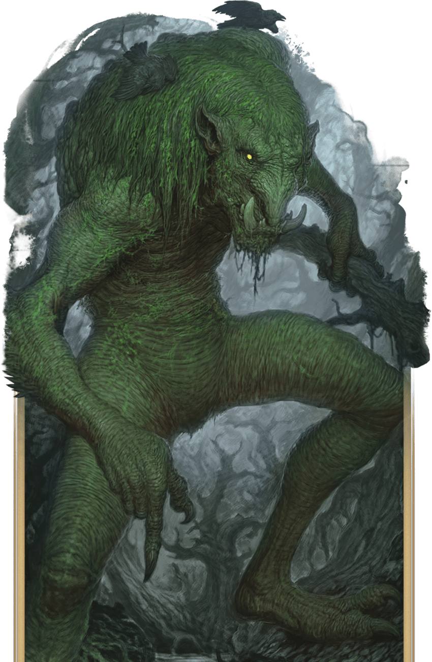A green-skinned troll wielding a branch