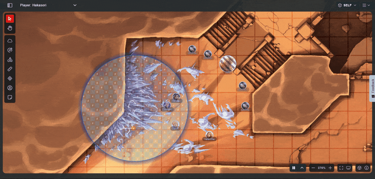 A gif showing combat in a dragon's lair on the Maps VTT