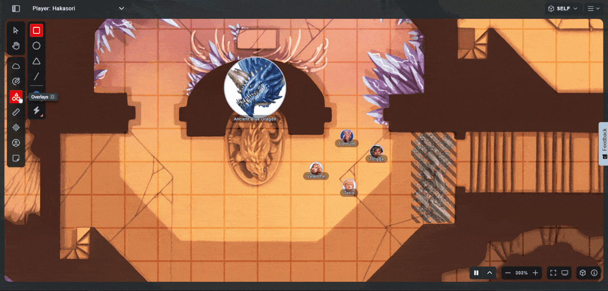 A gif showing combat in a dragon's lair on the Maps VTT