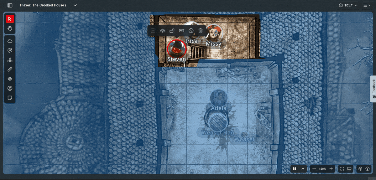 A gif of a Crooked Moon encounter on the D&D Beyond Maps Virtual Tabletop