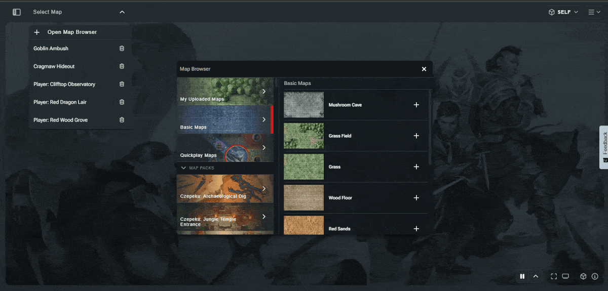 A gif showing Quickplay maps setup in the VTT