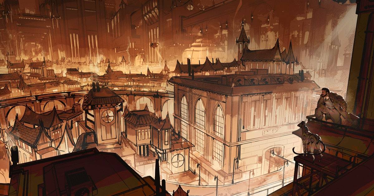 A city scape in one of Sharn's seedier neighborhoods