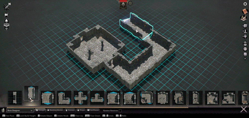 A gif of building a base in Sigil using the new undo/redo functionality