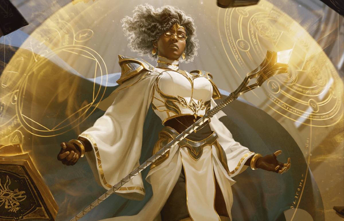 A wizard conjures a magical shield to protect themselves.