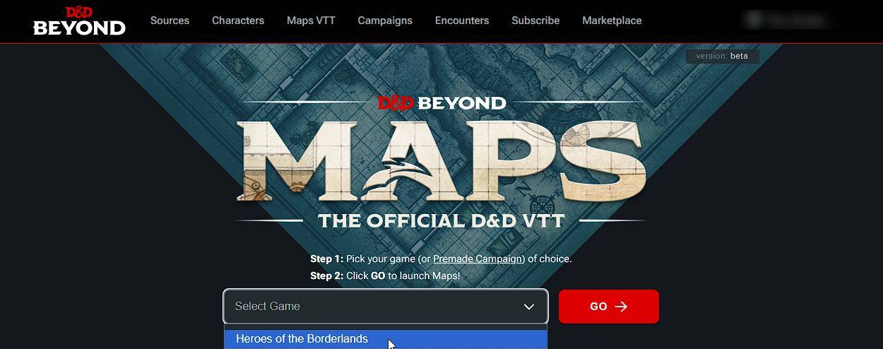The Maps landing page on D&D Beyond
