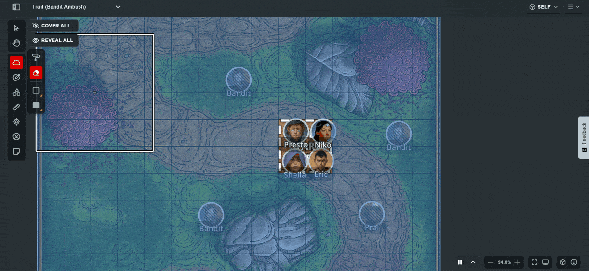 A gif showing exploration in D&D Beyond's Maps VTT