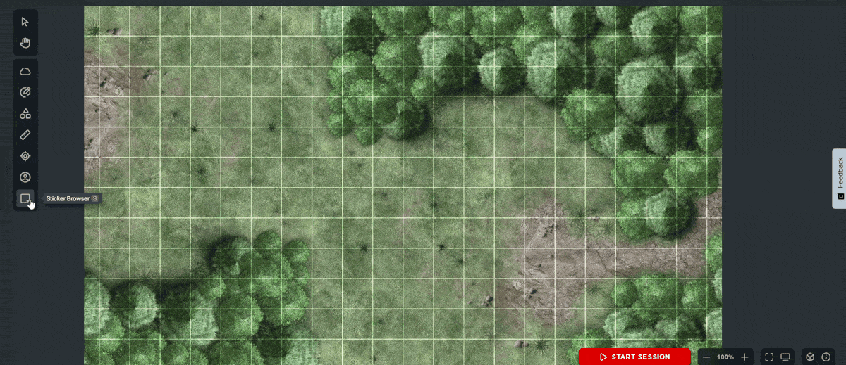 A gif of the Camp Ambush encounter on D&D Beyond Maps