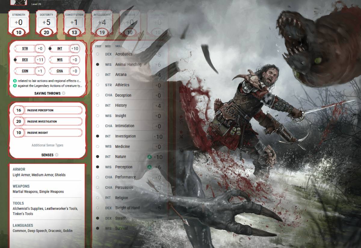 A monster hunter confronts a vicious Abberation in a dreary swamp.
