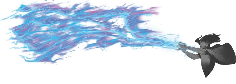An illustration of a Sorcerer unleashing a blast of spellfire