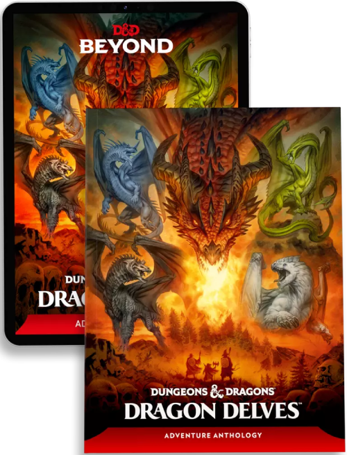 Digital and Physical copies of the Dragon Delves book