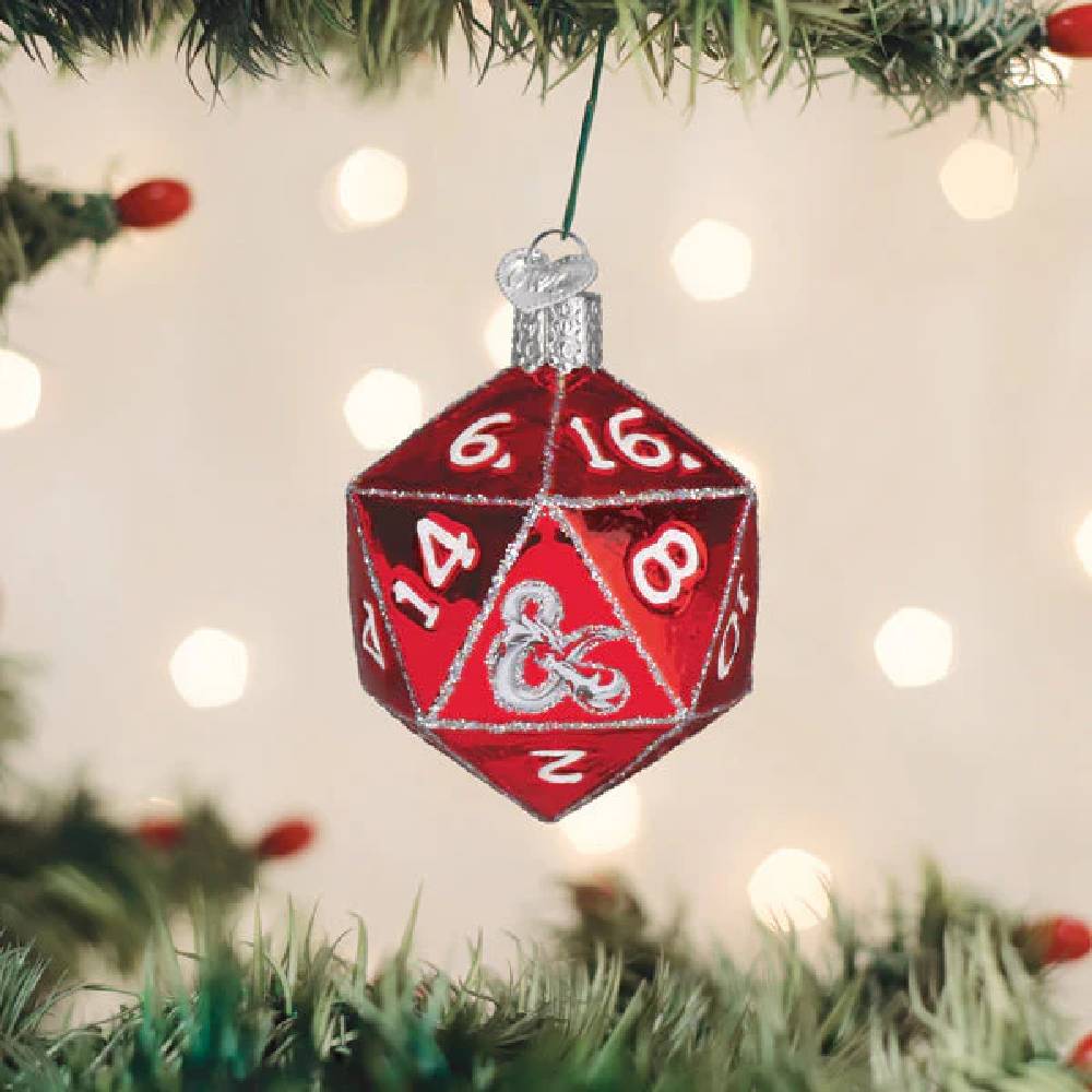 D20 blown glass ornament