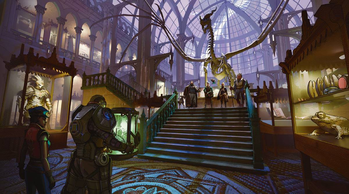 Adventurers bringing House members an artifact