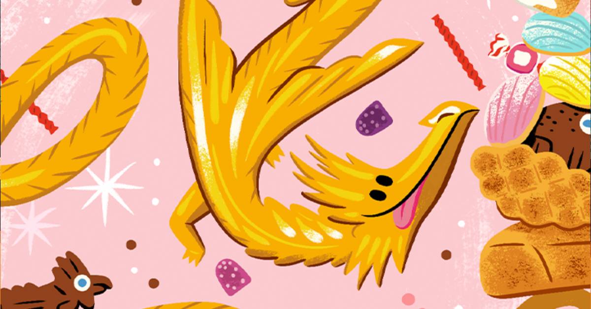 A Cartoon-style gold dragon wyrmling