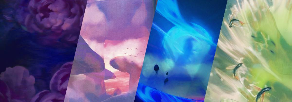 Four wild natural art scenes