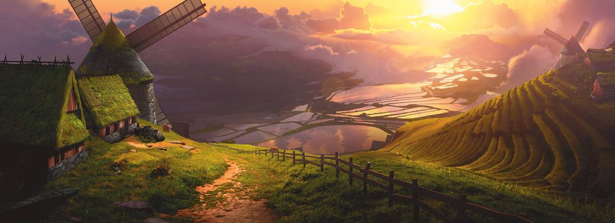 A farmer's field at sunset