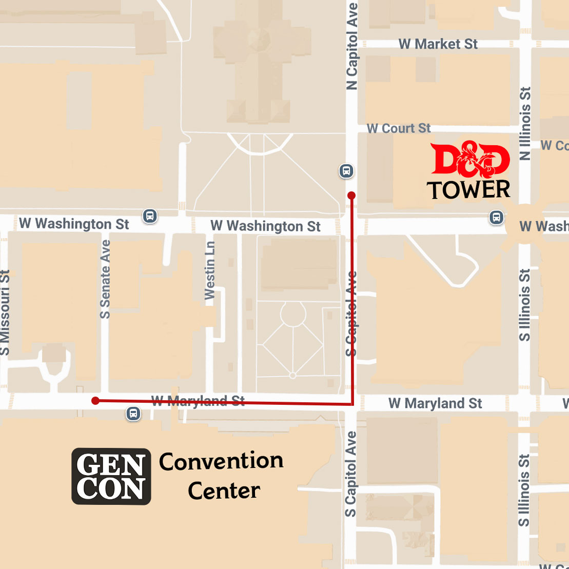 Map to the D&D Tower at Gen Con 2026