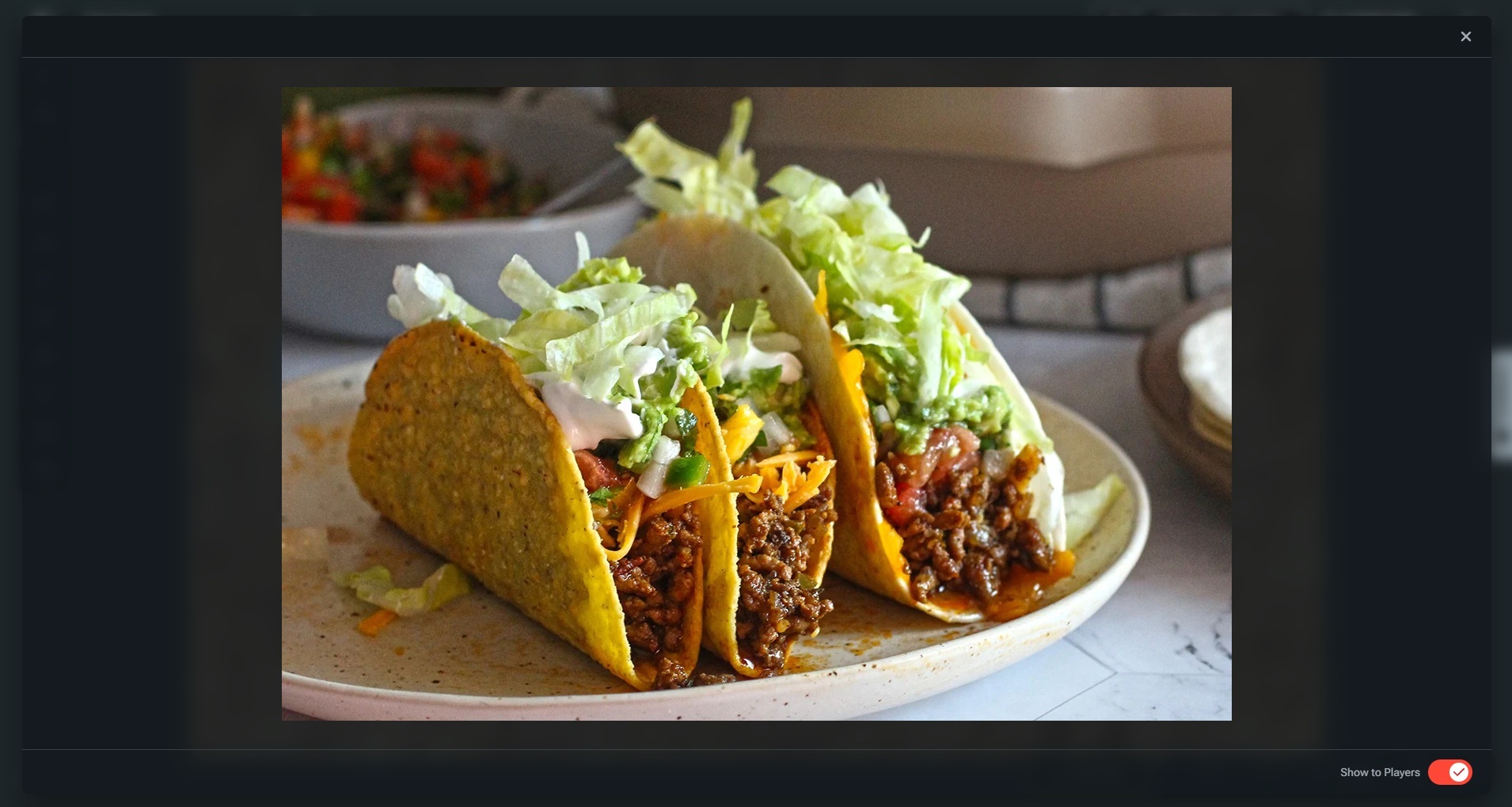 A custom image revealed to the table in Maps VTT