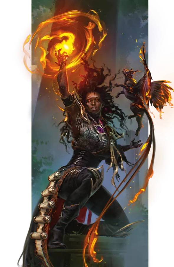 A Vestige Patron warlock beside their manifested vestige companion