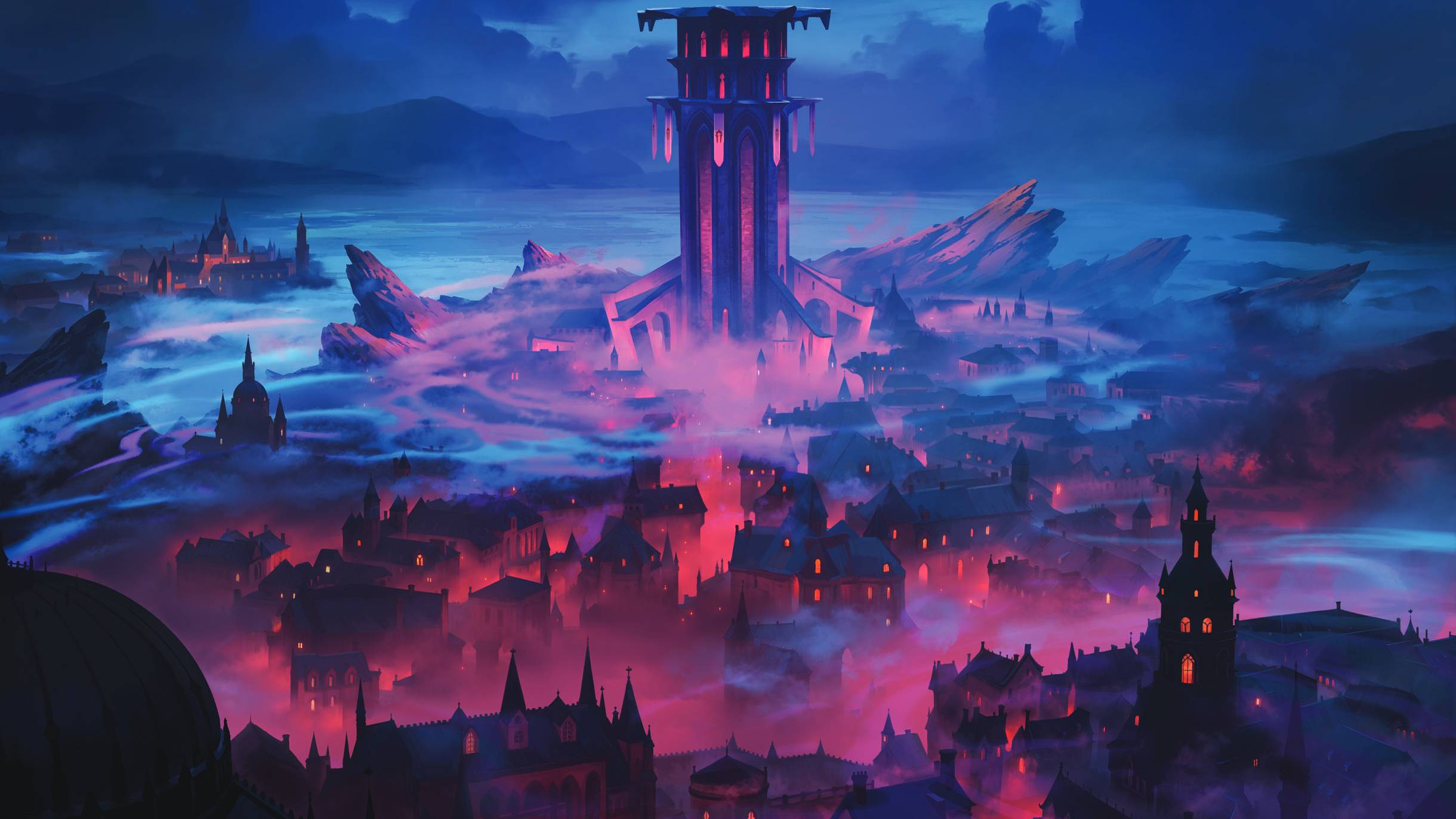 An imposing tower raises above a Thayan tharch