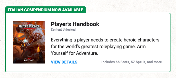Featured Italian Player's Handbook Screenshot