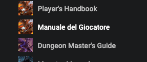 Mega Menu for Italian Player's Handbook Link